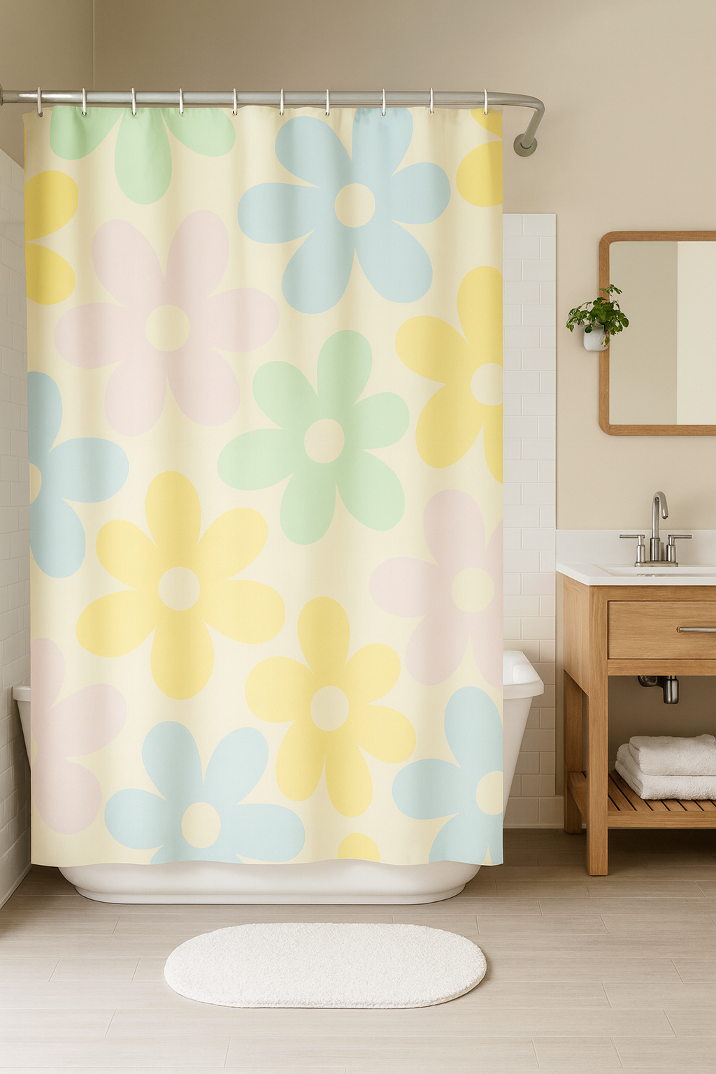 Soft Bloom Pop Shower Curtain