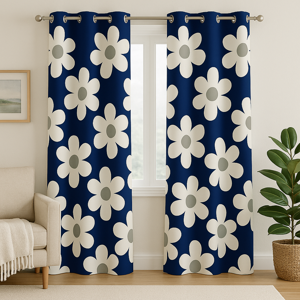 Blossoms in Blue Curtains