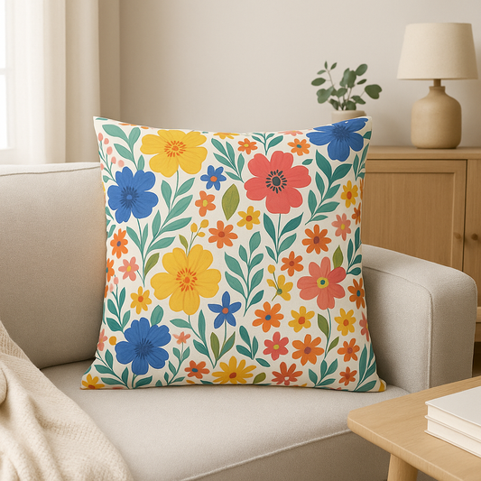 Dancing Wildflowers Woven Pillow