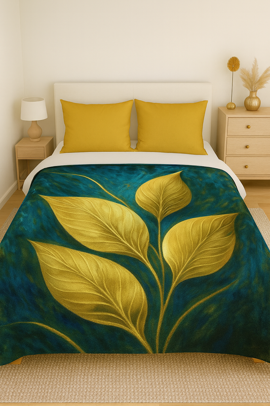 Golden Twilight Leaves Comforters