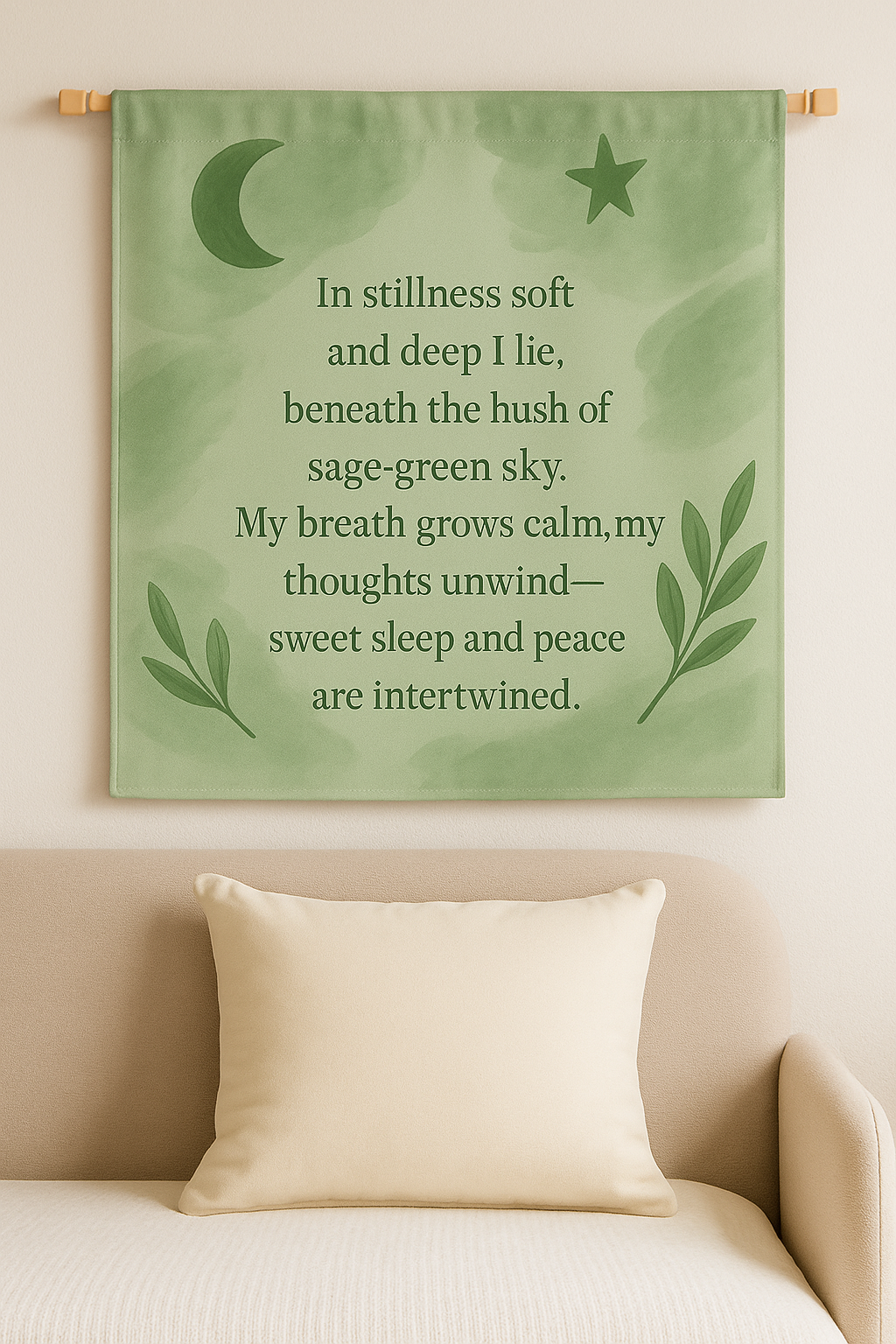 Hushed Sage-Green Sky Woven Tapestrie