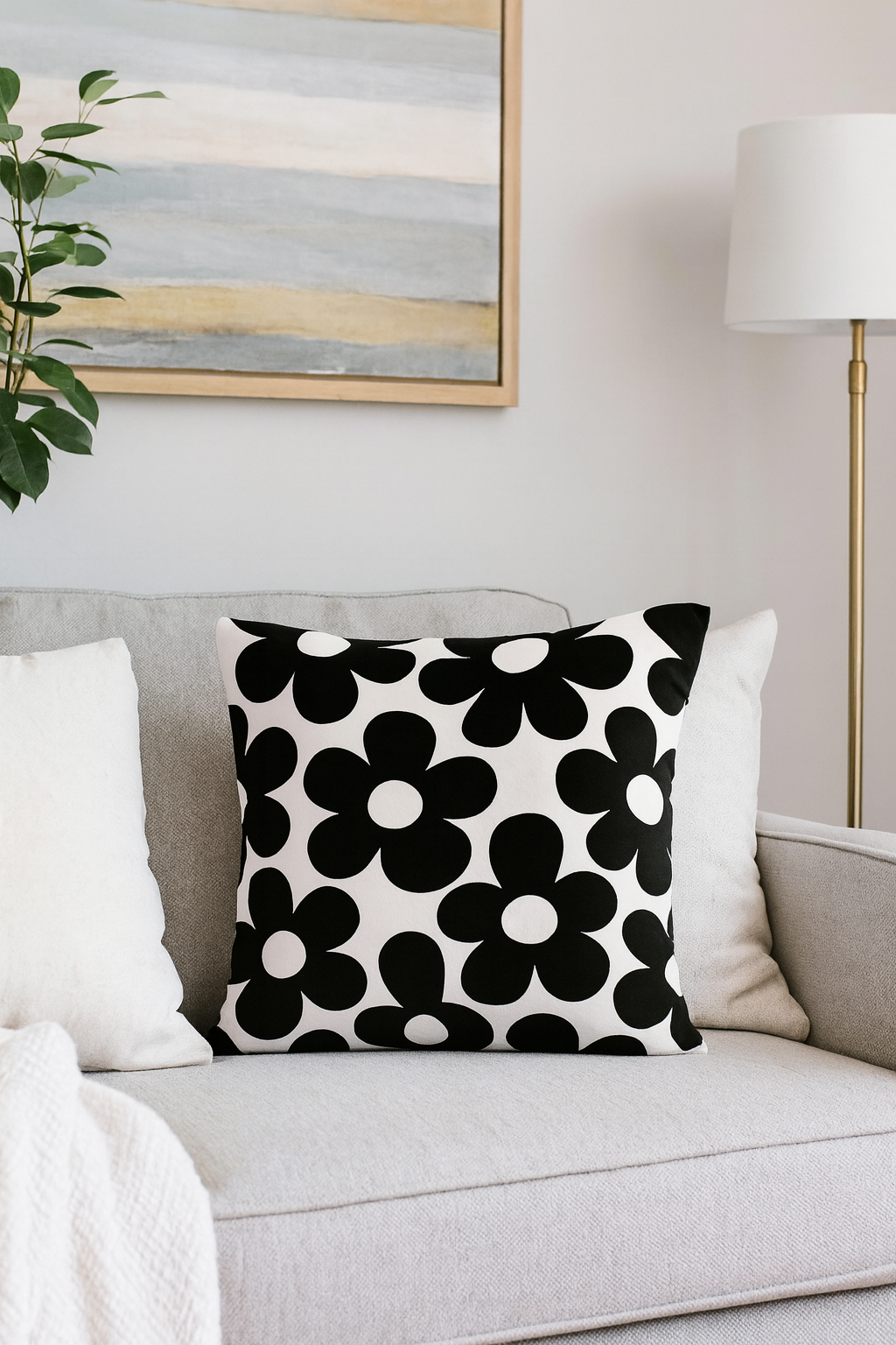 Midnight Petals Throw Pillow