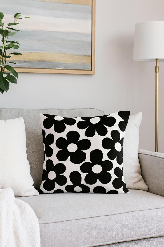 Midnight Petals Throw Pillow