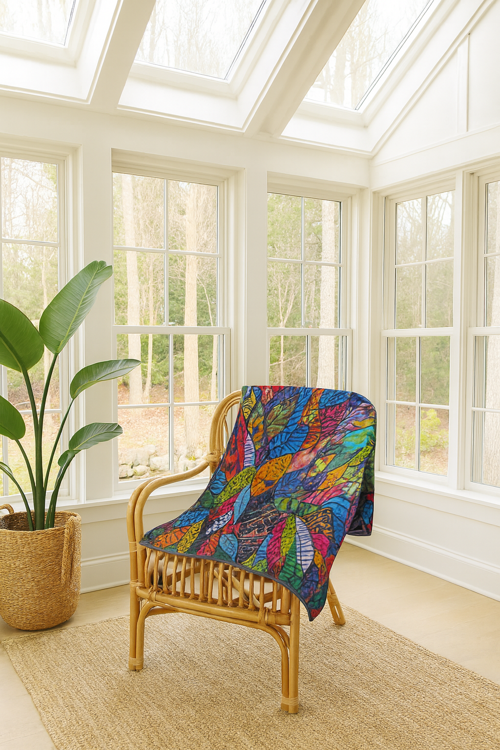 Prism Leaves Pixel Fleece Blankets