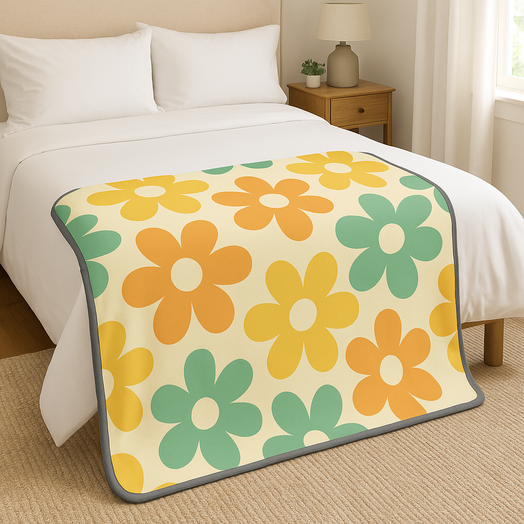 Retro Bloom Pixel Fleece Blankets