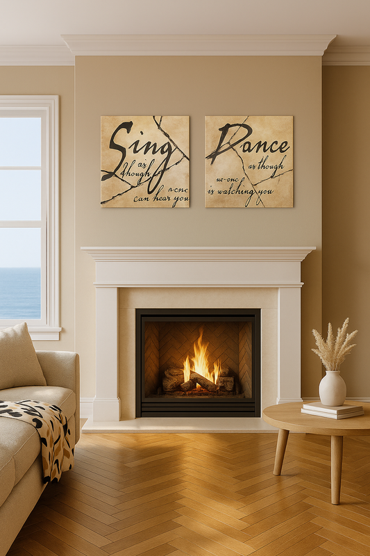 Vintage Stone Inspired Sing Premium Mounted Print