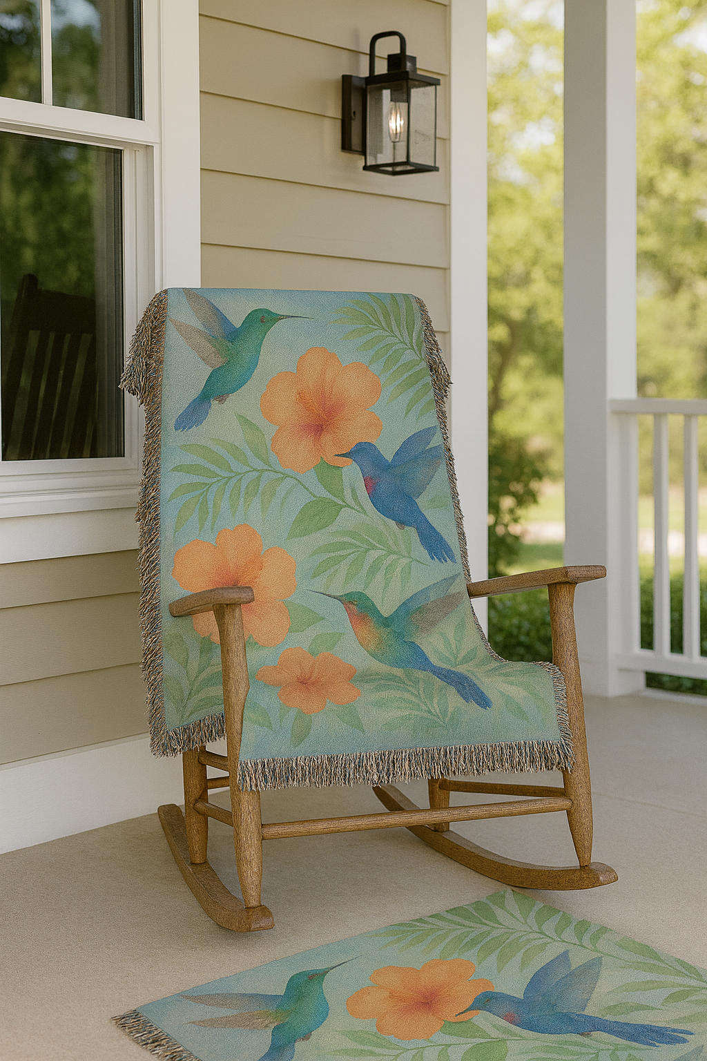 Hummingbird Tropical Whispers Woven Blanket