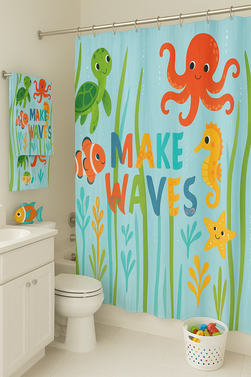 Make Waves Bath Towels